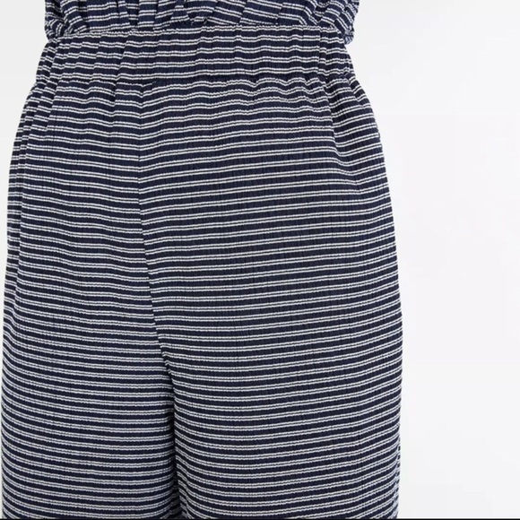 Madewell Texture & Thread High Rise Pull-On Pants Stripe Elastic Wide Leg Blue M - Picture 3 of 12